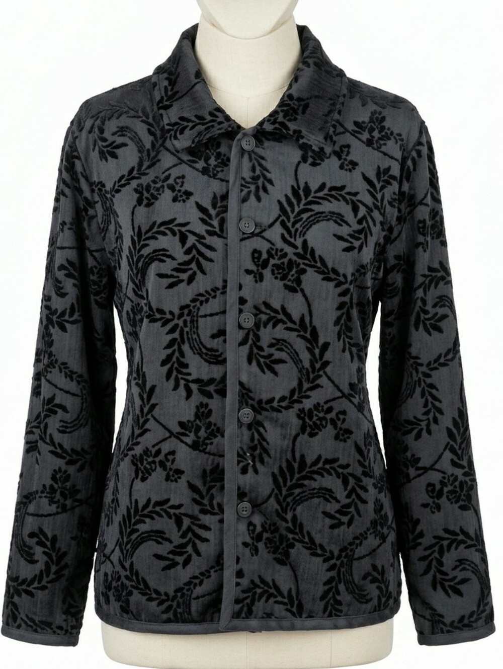COLDWATER CREEK Reversible Velvet Jacquard Blazer Jacket Purple Silver PL